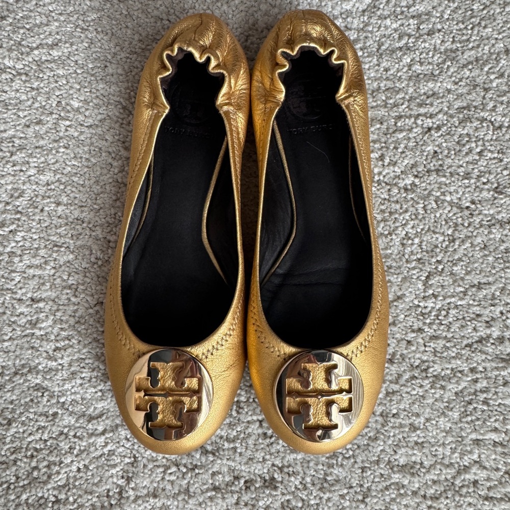 Tory Burch Reva Flats Gold Size 7.5M